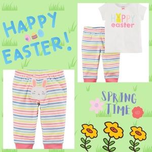 Baby Girls Easter Striped Pants Set